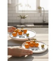 2'li Dekoratif Sunumluk Tepsi Seti – 24 cm & 20 cm Yuvarlak Servis Tabakları
