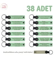 Açık Yeşil & Sütlü Kahve, Yeni Yıl Kutlaması İçin Mesaj Ve İsim Yazılan Hatıra Anahtarlık 38’li Set