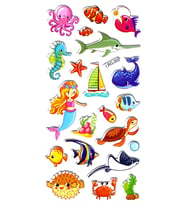 Sticker Kabartmalı Stiker Defter Planlayıcı Etiket (Lrg002)-17x9 cm- Denizkızı Balık