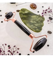 Obsidyen Roller ve Yeşim Kaz Ayağı Gua Sha Takımı (Karışık)
