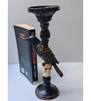 Gotik Tasarım Siyah Kuş ve Kafatası Şamdan, Ev Dekoru, Masa Dekoru, Obje, Hediyelik, Öğretmenler Günü, Anneler Günü