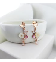 Vaoov 925 Ayar Gümüş Pembe Taşlı Kelebek Küpe (Rose)