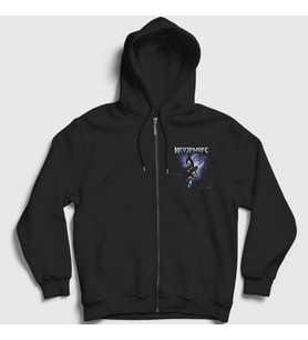 Presmono Unisex Siyah Dead Nevermore Fermuarlı Kapüşonlu Sweatshirt 167810tt