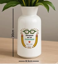 BK Gift Kişiye Özel Öğretmenler Günü Tasarımlı Seramik Vazo-12, Ev Hediyesi, Öğretmene Hediye