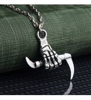 Skeleton Hand & Sickle Erkek Kolye İskelet El Orak Takı k24 t5