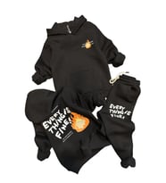 Erkek Çocuk Alev ve Yazı Baskılı Çift Tarafbaskı Sweatshirt Penye Siyah Eşofman