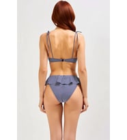 Kadın Bikini Takımı Çizgili Bralette Balensiz Çıkarılabilir Kaplı Ayarlanabilir Askılı Yüksek Bel