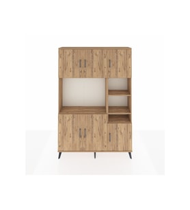 Arges Dolap 10 Raflı 6 Kapaklı 132x30x195 Çam-Çam/Çam
