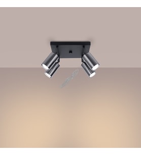 RIOLIGHT MODERN KROM HAREKETLİ BAŞLIK SİYAH GÖVDE 4XGU10 LED KARE SPOT AVİZE(AMPÜL DAHİLDİR)