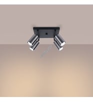 RIOLIGHT MODERN KROM HAREKETLİ BAŞLIK SİYAH GÖVDE 4XGU10 LED KARE SPOT AVİZE(AMPÜL DAHİLDİR)