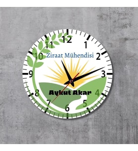 Ziraat Mühendislerine Özel Tasarımlı Hediye Duvar Saati Cam Duvar Saati