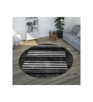 Eliana Home Baskılı, Yıkanabilir Kaymaz Taban Yuvarlak Halı LNA7086 120x120 cm (Siyah)