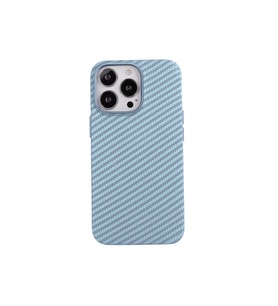 Apple iPhone 12 Pro Max Uyumlu Kılıf Karbon Fiber Tasarımlı Zore Karbono Kapak (Mavi)