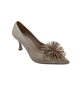 Zorva  Taş İşlemeli Stiletto Ayakkabı - ÇİĞDEM KUNDURA - Zorva - BEJ - 39