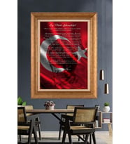 Altın Varaklı Çerçeveli Paspartulu Atatürk Tablo nh370 (Gold)