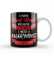 Red Hair Warning Label Ginger Redhead Orange Red Haired Kupa Bardak Porselen