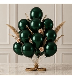 Koyu Yeşil Renk Lateks Metalik Balon (30 cm) - 12 Adet