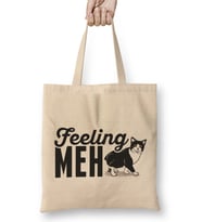 Cute & Funny Feeling Meh Kitty Adorable Cat Bez Çanta Uzun Saplı