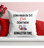 Dünyanın En İyi Fizik Öğretmeni Baskılı Elyaf Dolgulu Saten Hediye Yastık