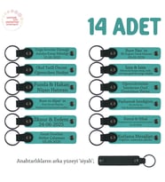 Eğitim Platformu Katılımcılarına, 14'lü Set, İsimli Deri Anahtarlık Hediyesi, Koyu Turkuaz & Siyah