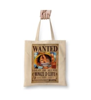 One Piece Wanted Luffy Beyaz Bez Çanta Uzun Saplı Alışveriş Çantası Plaj Çantası