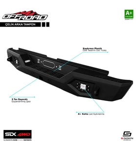 Sedan 4Wd Uyumlu Off Road İsuzu D-Max 3 Çelik Arka Tampon V1 Ledli 2019 Üzeri
