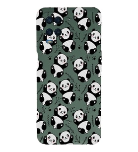 Oppo A54 Uyumlu Lansman Kılıf Panda Tasarımlı İçi Kadife Kapak-Yeşil (Şeffaf)