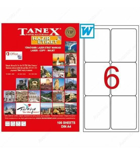 Tanex TW-2006 Beyaz Etiket 99.1 x 93.1 mm Ücretsiz Kargo