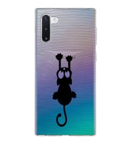 Samsung Galaxy Note 10 Kapak Mandala Kedi Tasarımlı Şeffaf Silikon Kılıf