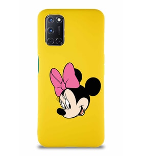 Oppo A92 Soft Premier Kapak Minnie Mouse-B Tasarımlı Silikon Kılıf - Sarı (Şeffaf)