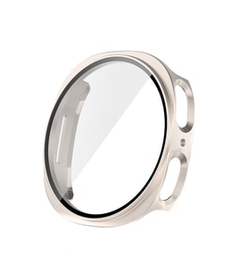 Samsung Galaxy Watch 8 44mm Uyumlu Sert PC Kasa ve Ekran Koruyucu Zore Watch Gard 38 (Bej)