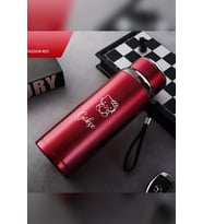 1 Litre Paslanmaz Çelik Hello Kitty Baskılı Termos  12 Saat Sıcak Soğuk Tutma  Dayanıklı Yapı (Kırmızı)