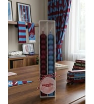 Mumelia Taraftar Bubble Şamdan - Doğal Soya Kutulu Dekoratif Taraftar Mum - 2'li - Bordo-Mavi