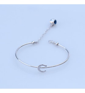 Nazar Boncuklu C Harfi Gümüş Bileklik