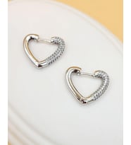 Gömme Taşlı Kalp Silver Küpe