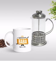 BK Gift Kişiye Özel En Kahraman Baba Tasarımlı Kupa & French Press Seti-1 (Model 1)