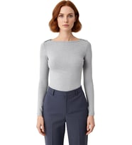 Kadın Esnek Örme Kayık Yaka Uzun Kollu Slim Fit Bluz Kaliteli Şık Rahat Modern Zarif Günlük