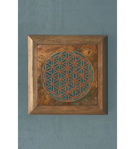 Yaşam Çiçeği Masif Çerçeveli Taş Tablo Duvar Dekoru 28x28 Cm