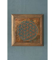 Yaşam Çiçeği Masif Çerçeveli Taş Tablo Duvar Dekoru 28x28 Cm