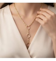 STİL İNCİSİ/VİP SERİSİ AXAMORE ZİRKON TAŞLI KOLYE (Altın Rengi)