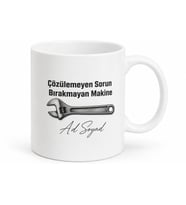 İngiliz Anahtarı Çizimli Çözülemeyen Sorun Bırakmayan Makine Kupa Bardak Hediye