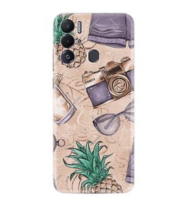 Tecno Pova Neo Kılıf Resimli Desenli Baskılı Silikon Ananas Camera Glass 1357
