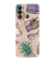 Tecno Pova Neo Kılıf Resimli Desenli Baskılı Silikon Ananas Camera Glass 1357