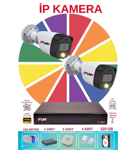 FURY 2 Li Ip Güvenlik Kamera Seti Sesli 4mp Gece Renkli Su Geçirmez 5515s 320GB