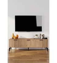 TV Sehpası 160 cm TV Ünitesi Kapaklı Modern Şık Minimal Salon Konsolu Royal 5093 Sepet