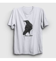 Presmono Unisex Beyaz Raven Kuzgun T-Shirt 353383tt