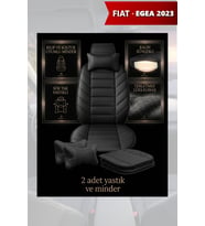 fiat egea 2023 Koltuk ve Kılıf uyumlu Minder Siyah Lüks Yastık 2 Minder 2 Yastık