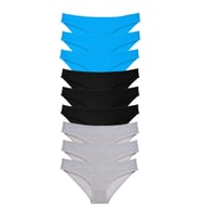 9 adet Süper Eko Set Likralı Kadın Slip Külot Siyah Gri Mavi