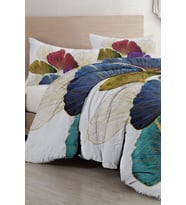 Çift Kişilik ( Lastikli Çarşaflı ) %100 Pamuk Saten Nevresim Takımı Colorfull Leaves