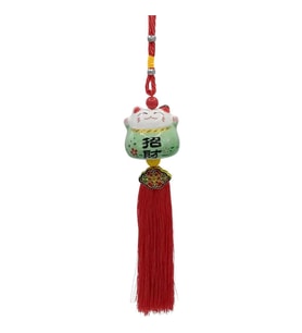 Feng Shui Maneki Neko Şans Kedisi Yeşil No.2 (Karışık)